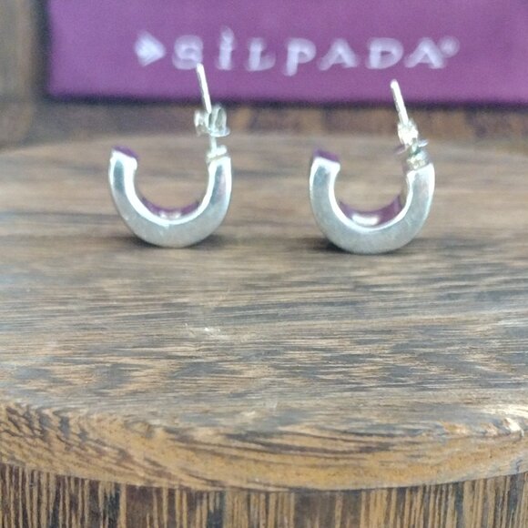 Silpada Sterling Silver Onyx Inlay Earrings - Picture 3 of 7